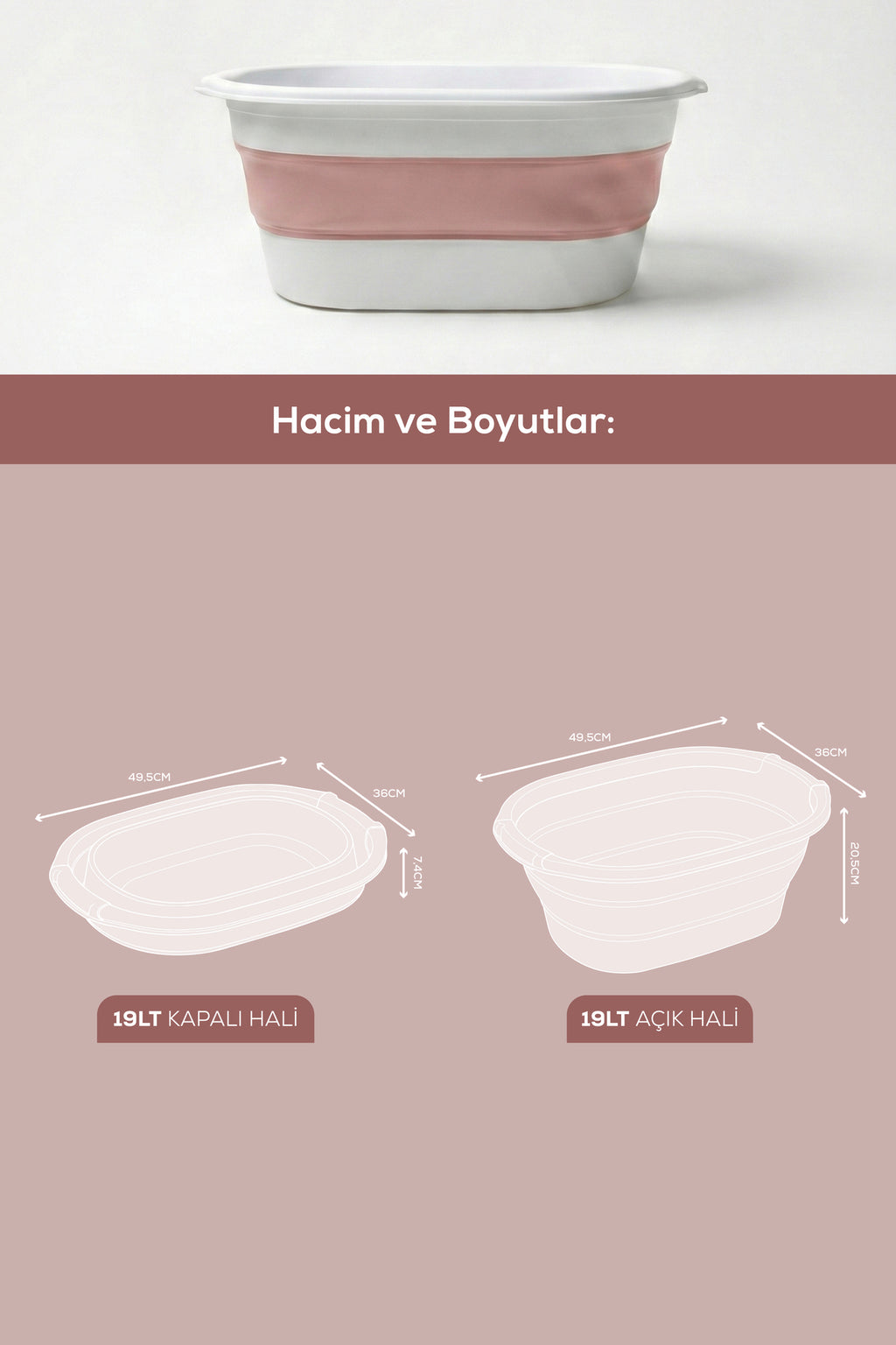 19 L Katlanır Sepet Pembe | Yer Kaplamayan Akordiyon Tasarım