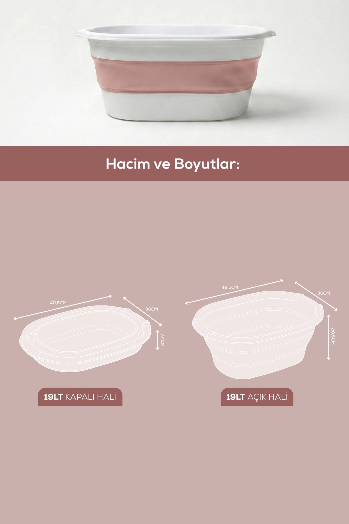 19 L Katlanır Sepet Pembe | Yer Kaplamayan Akordiyon Tasarım