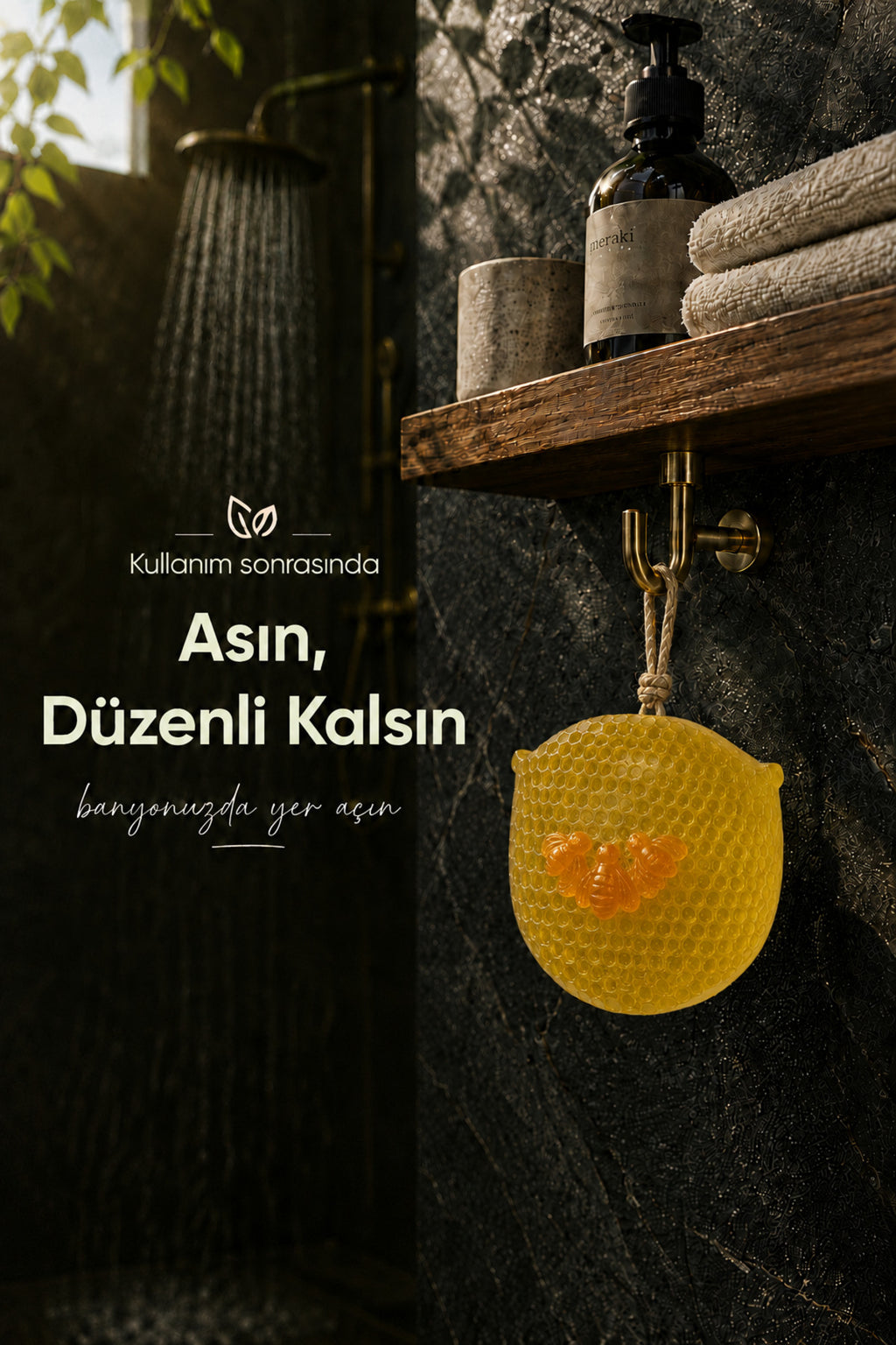 Sarı Petek Şekilli Katı Sabun 9,5x10,5x3,4 cm Asılabilir Dekoratif Banyo El Sabunu