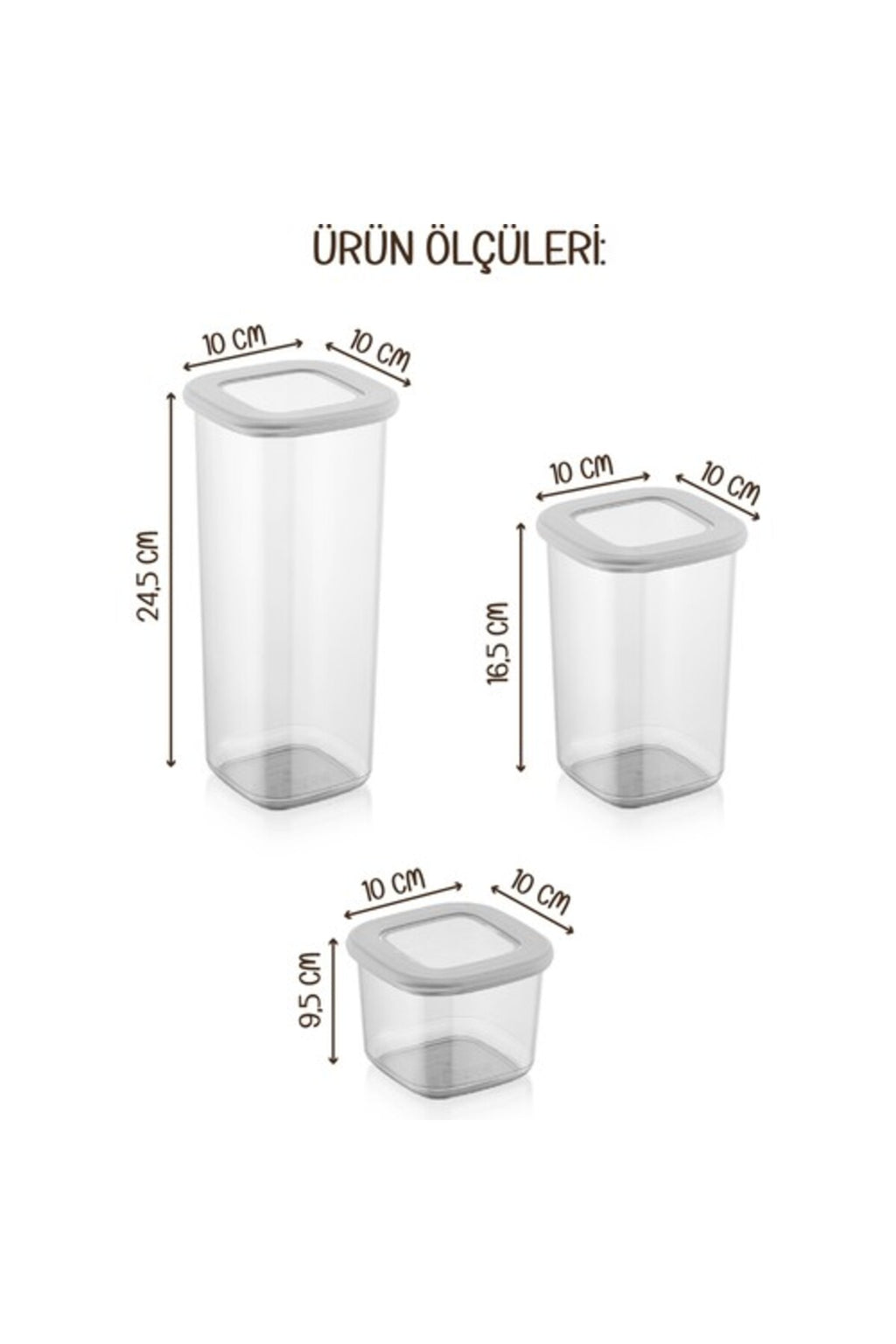 Renkli Etiketli Kare Erzak Saklama Kabı 6lı Set 2x(0,55 litre, 1,2 litre, 1,75 litre) Beyaz