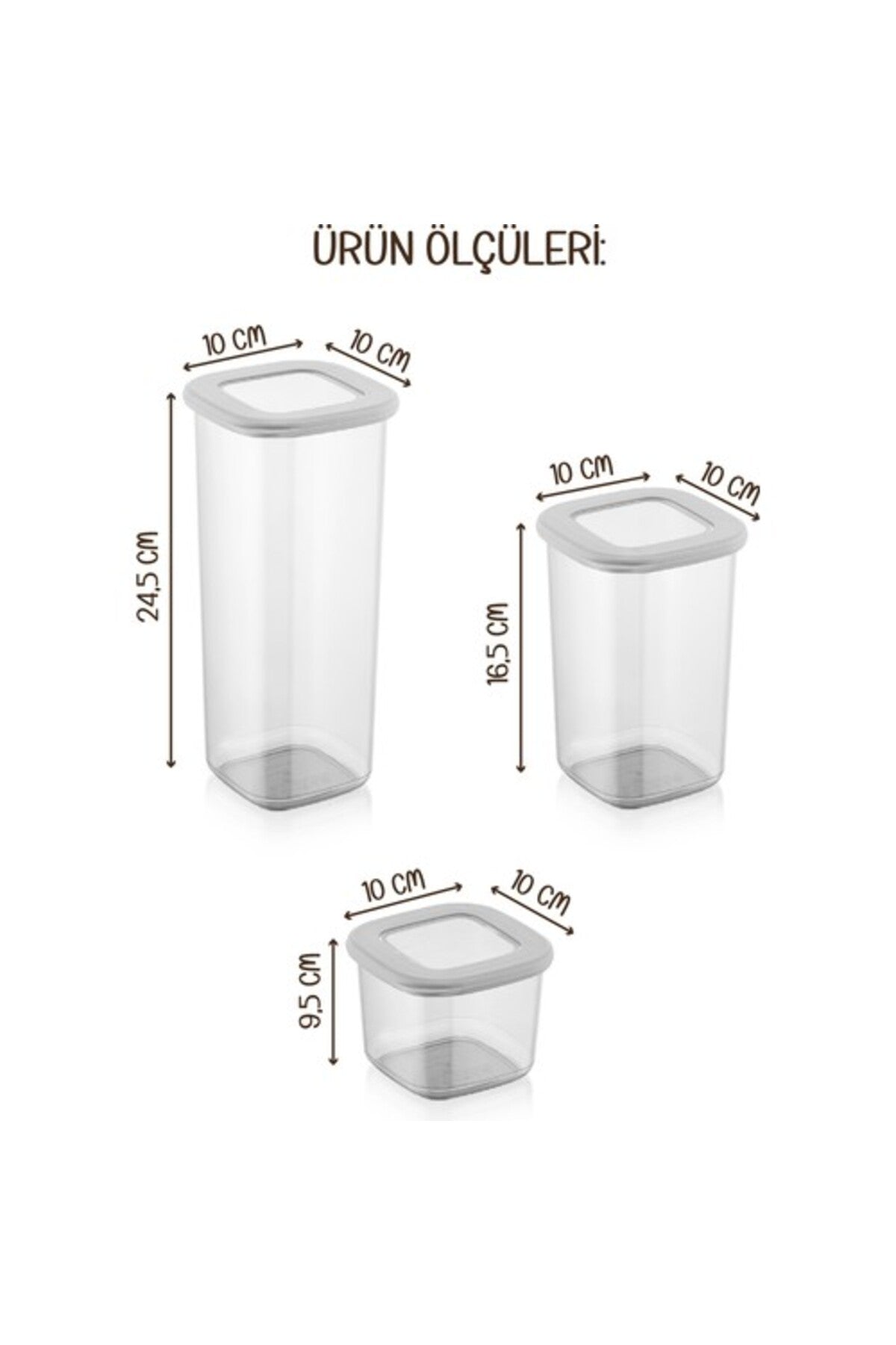 Renkli Etiketli Kare Erzak Saklama Kabı 6lı Set 2x(0,55 litre, 1,2 litre, 1,75 litre) Beyaz