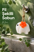 Turuncu Çiçekli Fil Şekilli Katı Sabun 8x10 cm Asılabilir Dekoratif Banyo El Sabunu