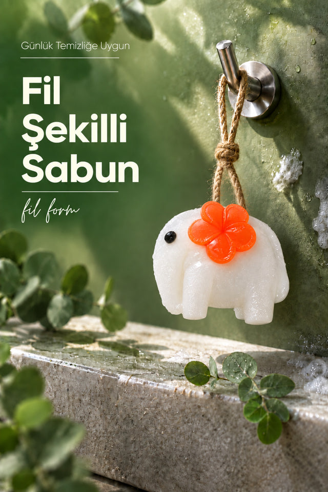 Turuncu Çiçekli Fil Şekilli Katı Sabun