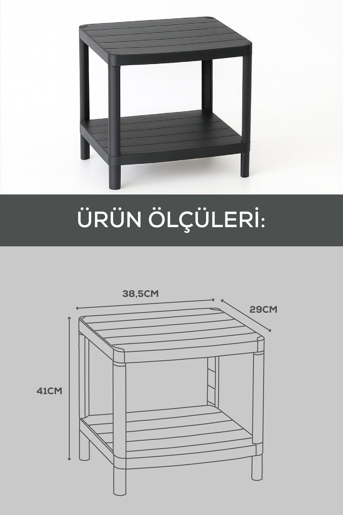 2 Katlı Çok Amaçlı Mutfak ve Banyo Rafı Siyah