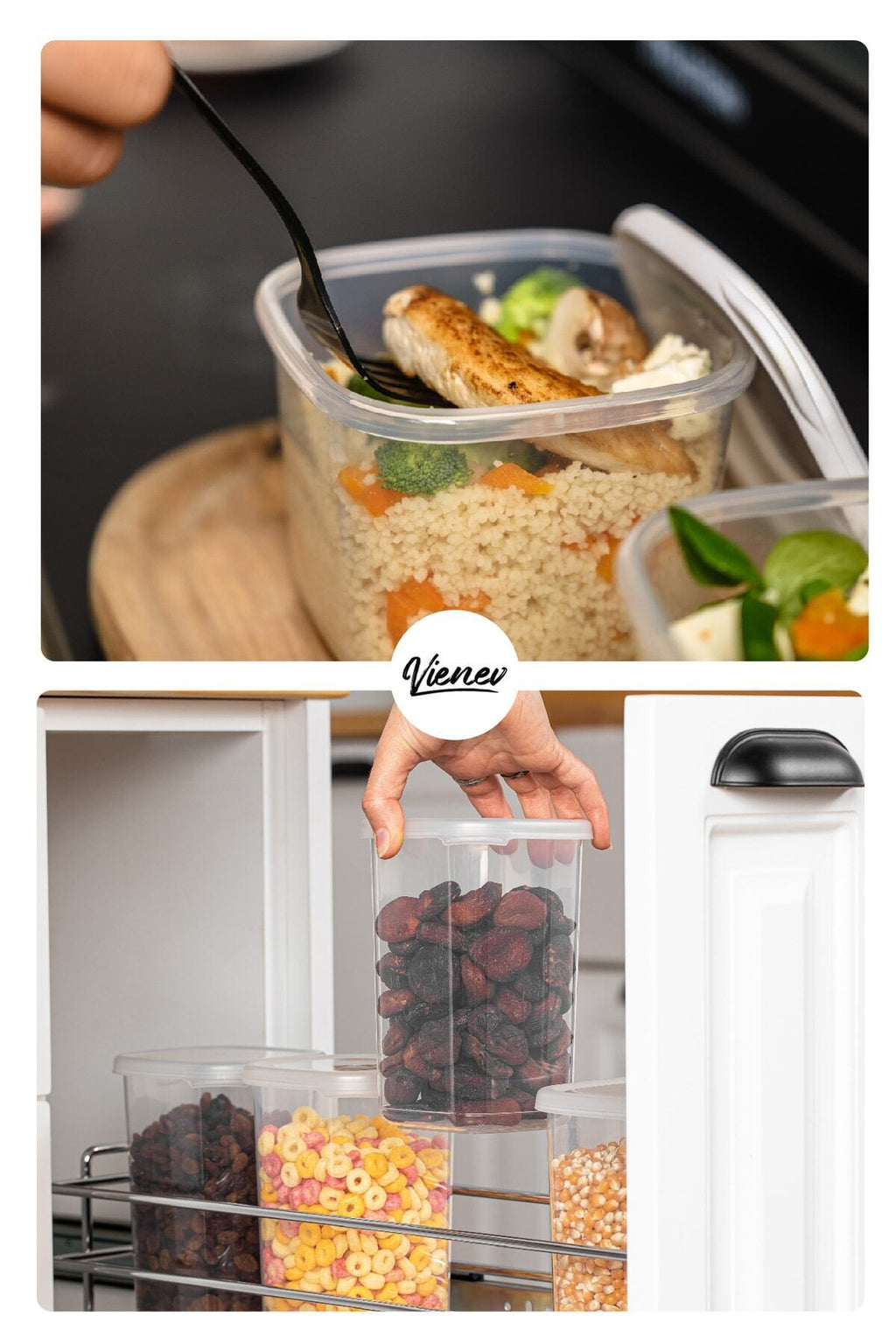 Renkli Etiketli 18li Peggy Kare Erzak Saklama Kabı 9x(0,55 Litre, 1,75 Litre) Beyaz