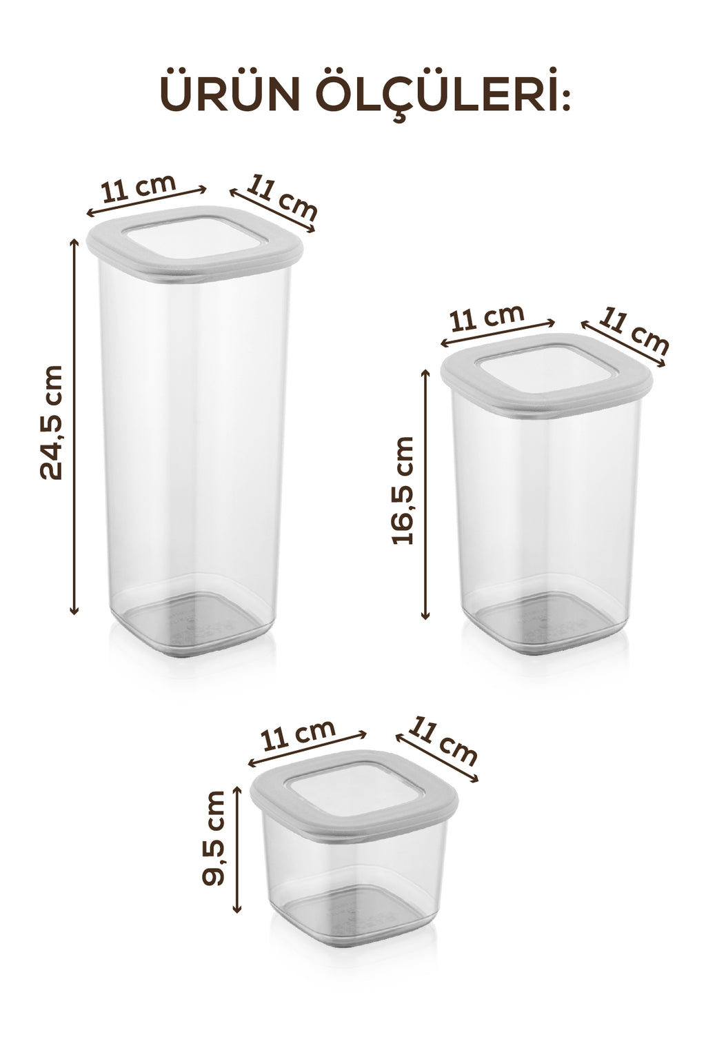 Foly Etiketli Kare Erzak Saklama Kabı 18'li Set 6x(0,55 LİTRE, 1,2 LİTRE, 1,75 LİTRE)