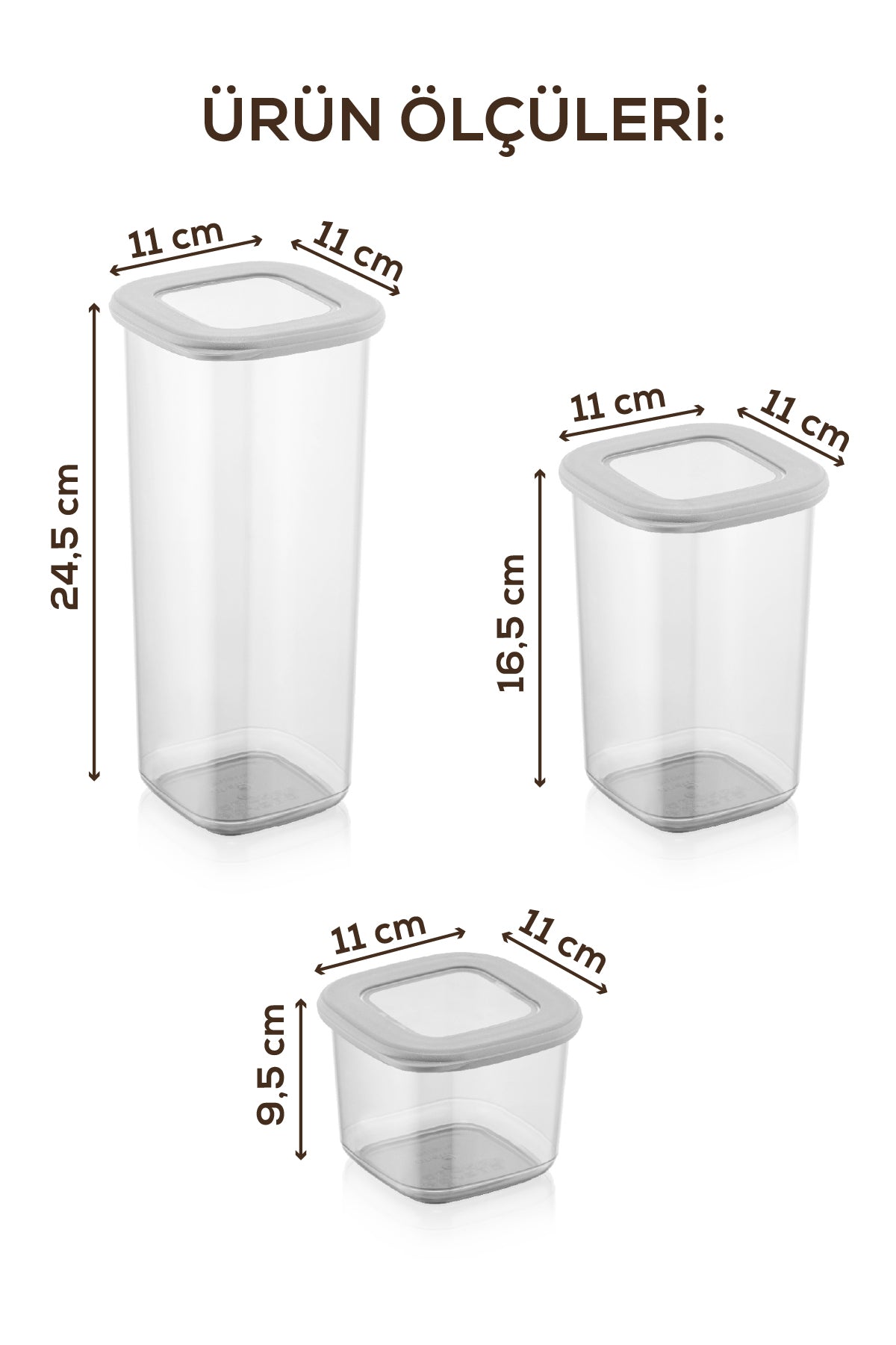 Foly Etiketli Kare Erzak Saklama Kabı 18'li Set 6x(0,55 LİTRE, 1,2 LİTRE, 1,75 LİTRE)