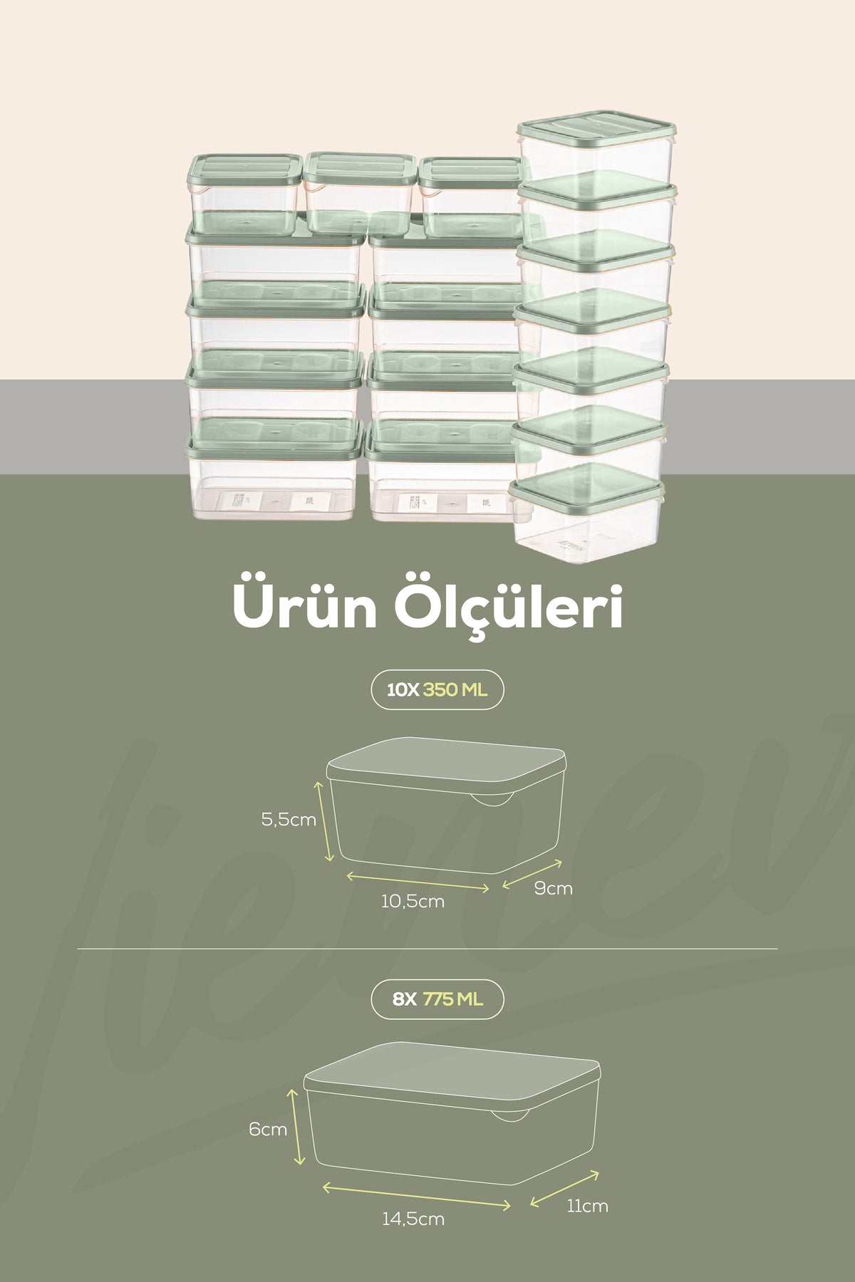 18'li Buzdolabı Düzenleyici Organizer Mikrodalgaya Uygun Difriz Saklama Kabı Mint