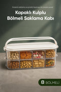 Kapaklı Kulplu 2 Katlı Şeffaf Saklama Kabı Çok Bölmeli Taşınabilir Organizer Kutusu