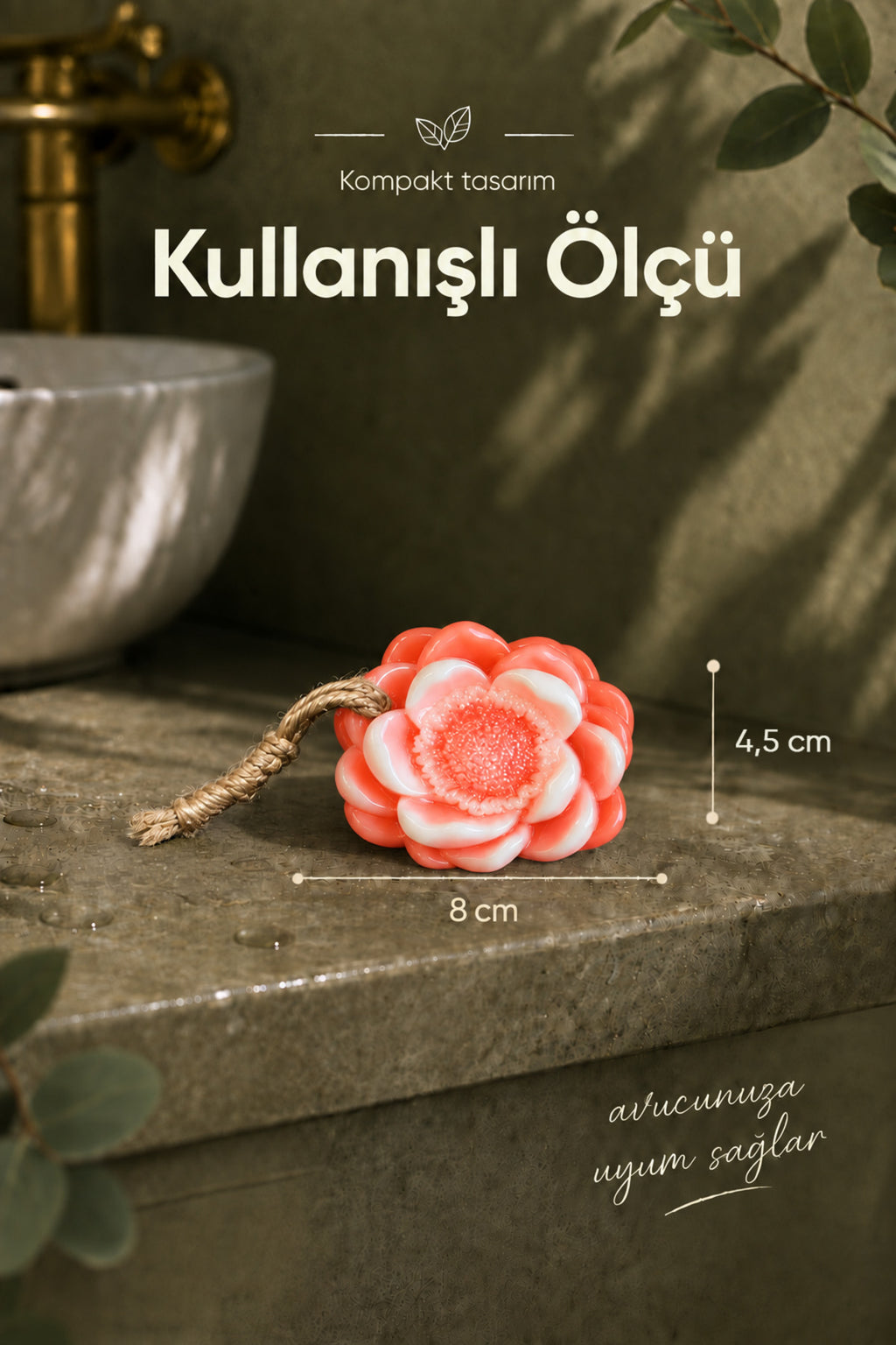 Turuncu Nilüfer Şekilli Katı Sabun 8x4,5 cm Asılabilir Dekoratif Banyo El Sabun