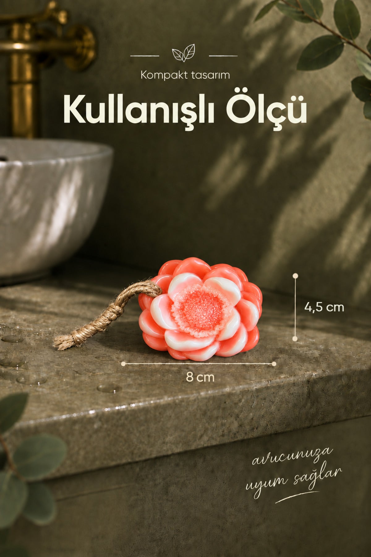 Turuncu Nilüfer Şekilli Katı Sabun 8x4,5 cm Asılabilir Dekoratif Banyo El Sabun