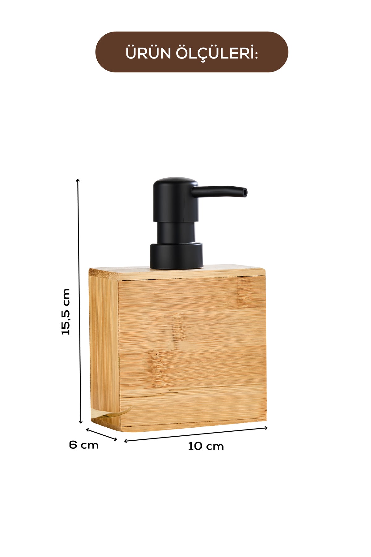 Bambu Dikdörtgen Sıvı Sabunluk Siyah Pompalı 220 ml