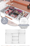 7'li Şeffaf Çekmece Içi Düzenleyici Organizer 2x(O.DKDRTGN) 4x(K.DKDRTGN) 1x(D.DKTRGN)