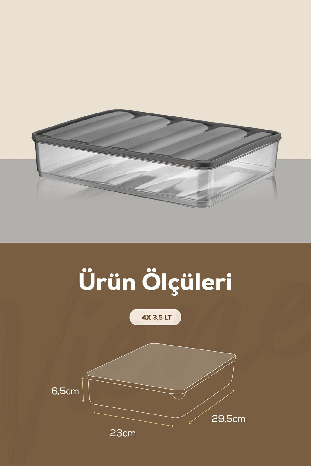 4lü Bella Buzdolabı Düzenleyici Saklama Kabı Büyük Boy