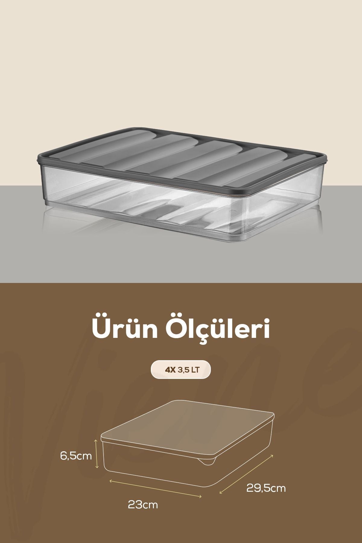 4lü Bella Buzdolabı Düzenleyici Saklama Kabı Büyük Boy