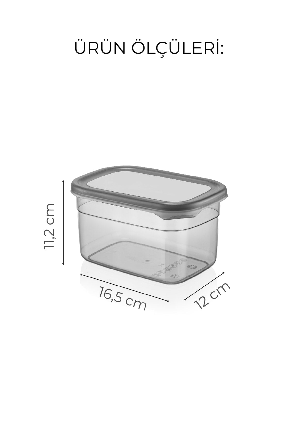 Beyaz Serigrafi Etiketli 6lı Set Peggy Dikdörtgen Saklama Kabı 1,3 Litre Antrasit