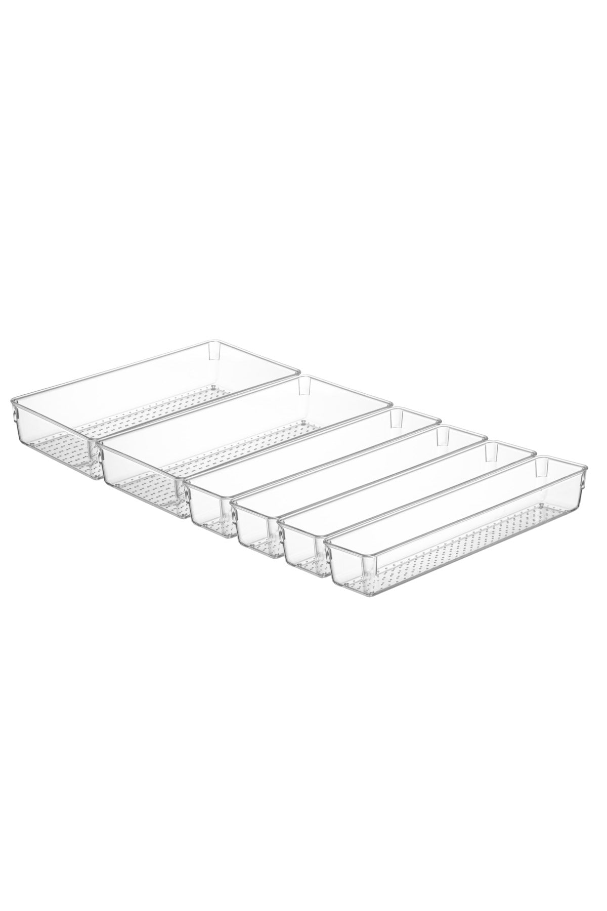 6'lı Modüler Şeffaf Kaşıklık Seti Çekmece İçi Mutfak Çatal Kaşık Bıçak Düzenleyici Organizer (2E4F)