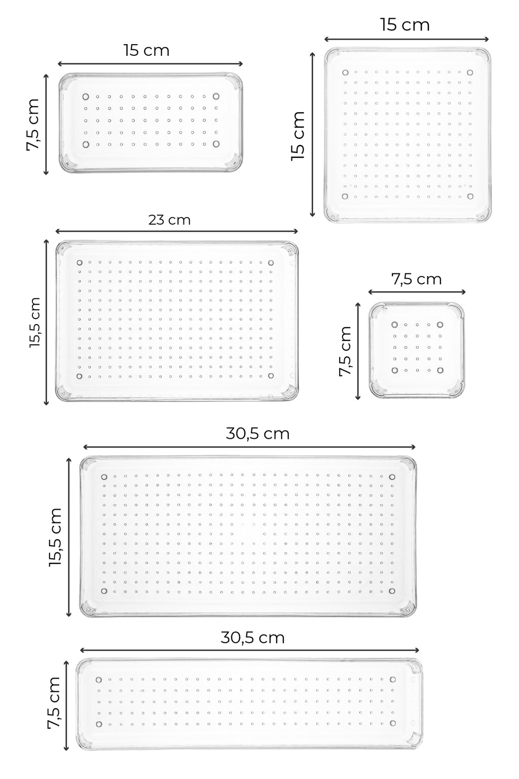 8li Şeffaf Çekmece Içi Organizer 1x(B.DKDRTGN,B.KARE,D.DKDRTGN,O.DKDRTGN)2x(K.DKDRTGN,K.KARE)