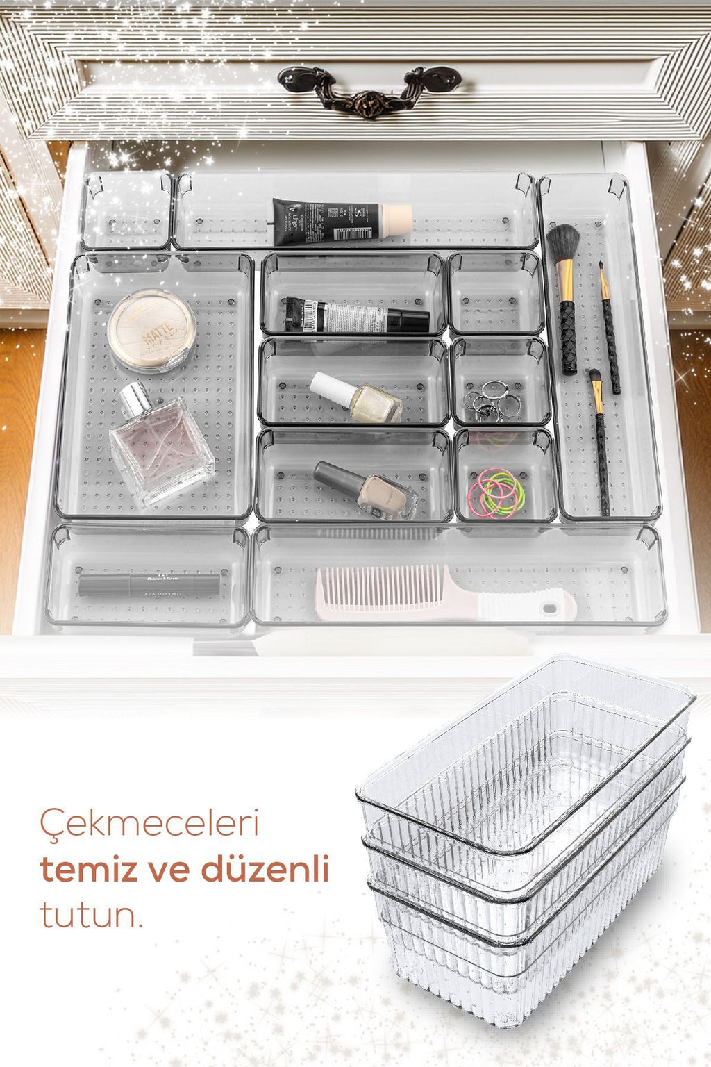 8li Şeffaf Çekmece Içi Organizer 1x(B.DKDRTGN,B.KARE,D.DKDRTGN,O.DKDRTGN)2x(K.DKDRTGN,K.KARE)