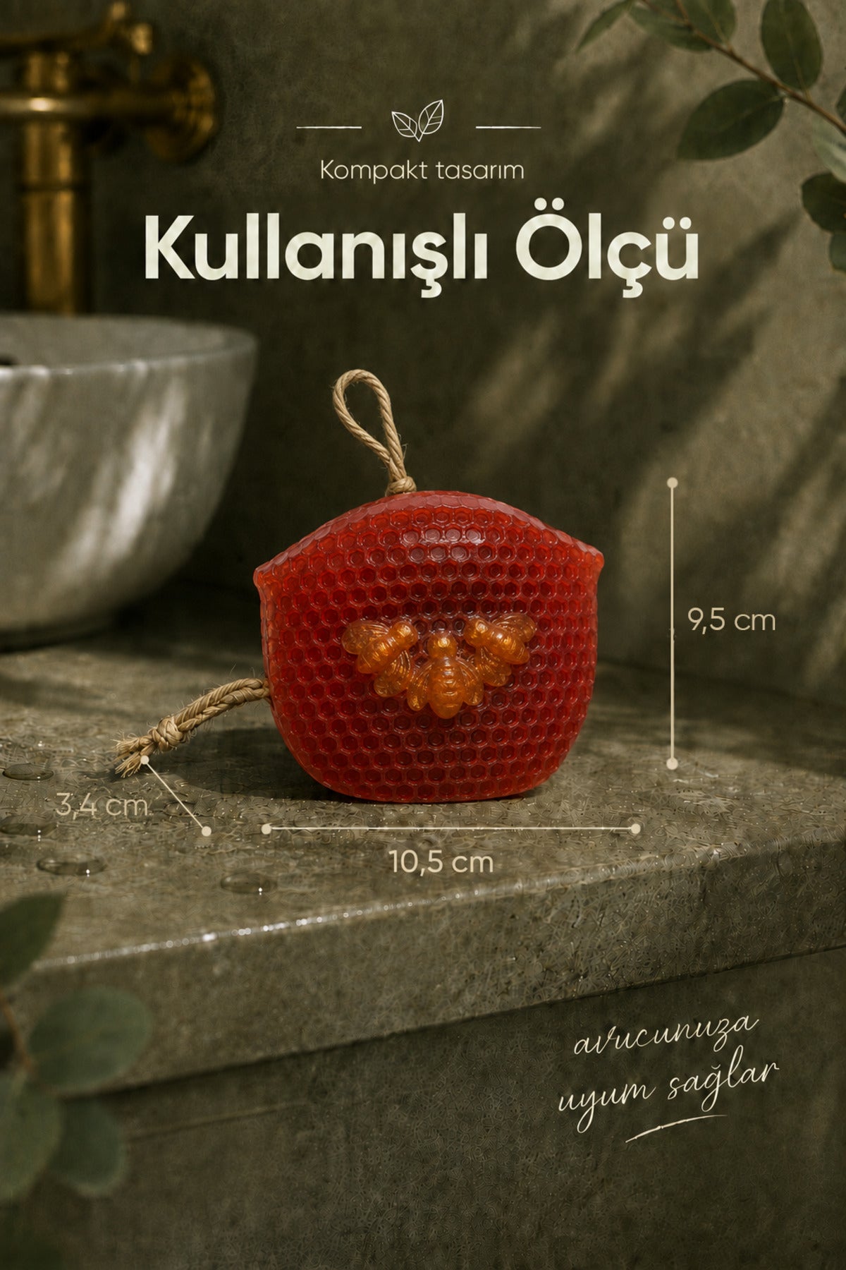 Kırmızı Petek Şekilli Katı Sabun 9,5x10,5x3,4 cm Asılabilir Dekoratif Banyo El Sabunu