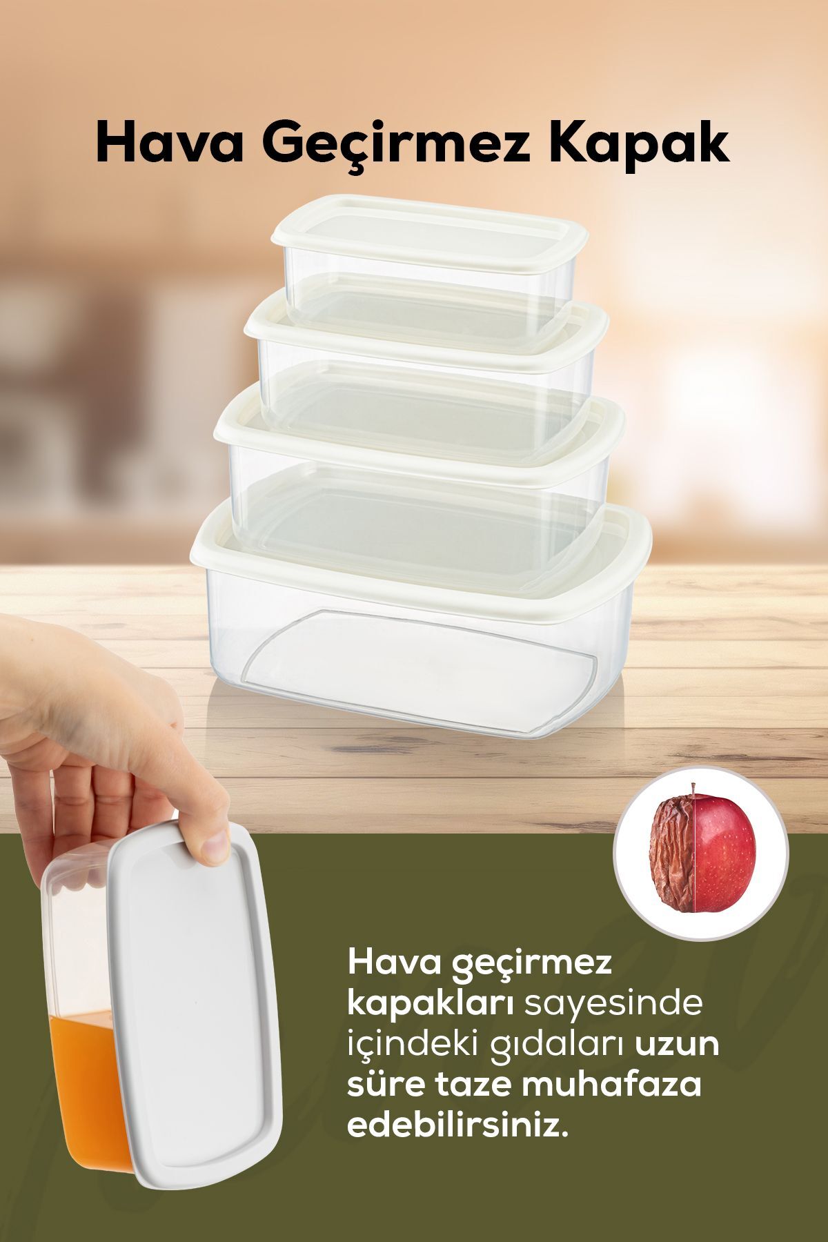 16'lı Hava Geçirmez Saklama Kabı Seti Gri 4x(250-500-750-1200 ML)