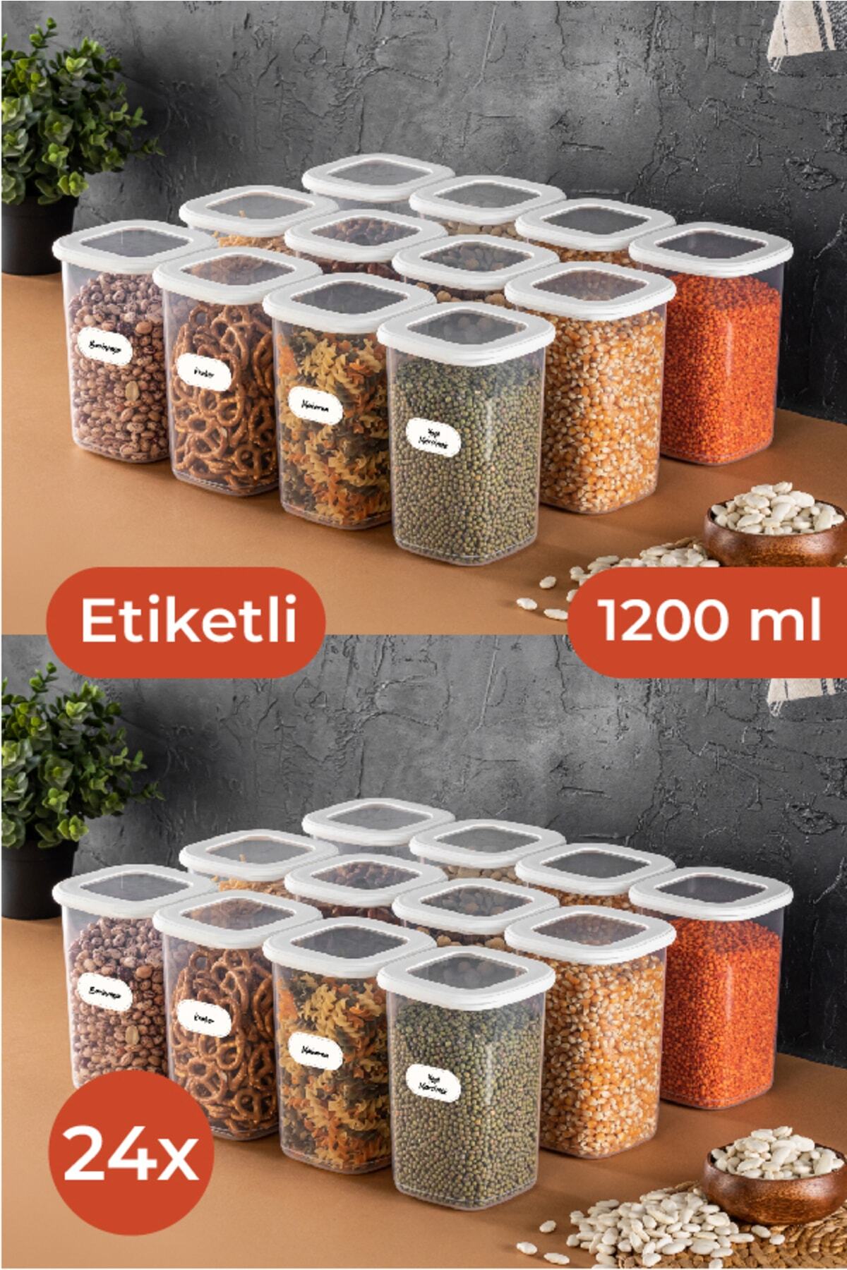 Etiketli Foly Kare Erzak Saklama Kabı Seti 24lü 1,2 Orta Boy Beyaz