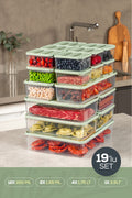19'lu Buzdolabı Dondurucu Organizer Ve Saklama Kabı Mint 12x(350ML) 4x(1,75LT) 2x(1,65LT) 1x(3,5LT)