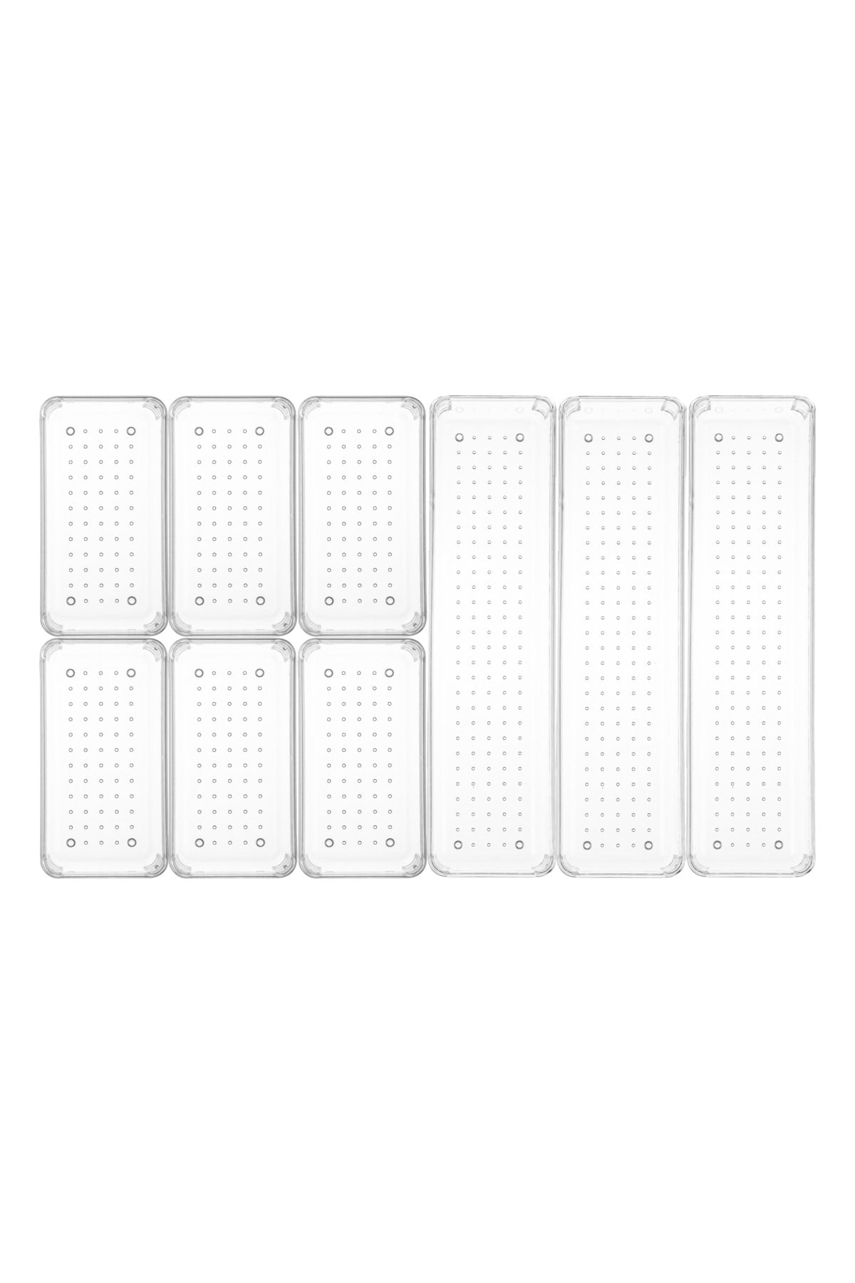 9'lu Modüler Şeffaf Kaşıklık Seti Çekmece İçi Mutfak Çatal Kaşık Bıçak Düzenleyici Organizer (3F6C)