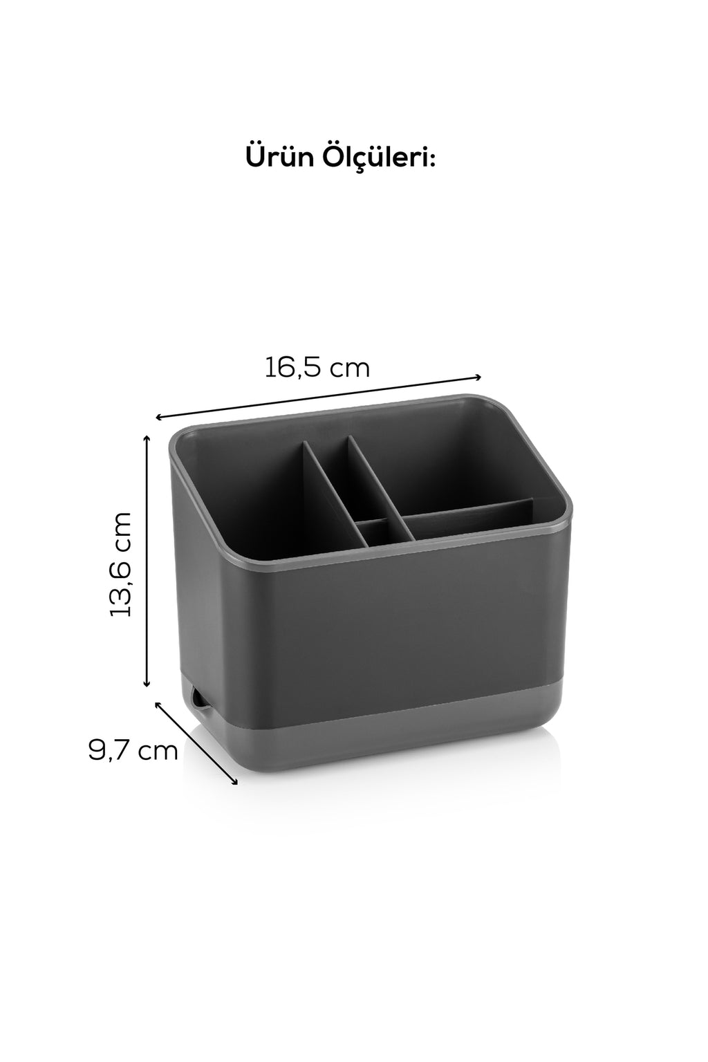 2 Adet Tezgah Üstü Kaşık Düzenleyici 5 Bölmeli Organizer Kaşıklık Antrasit