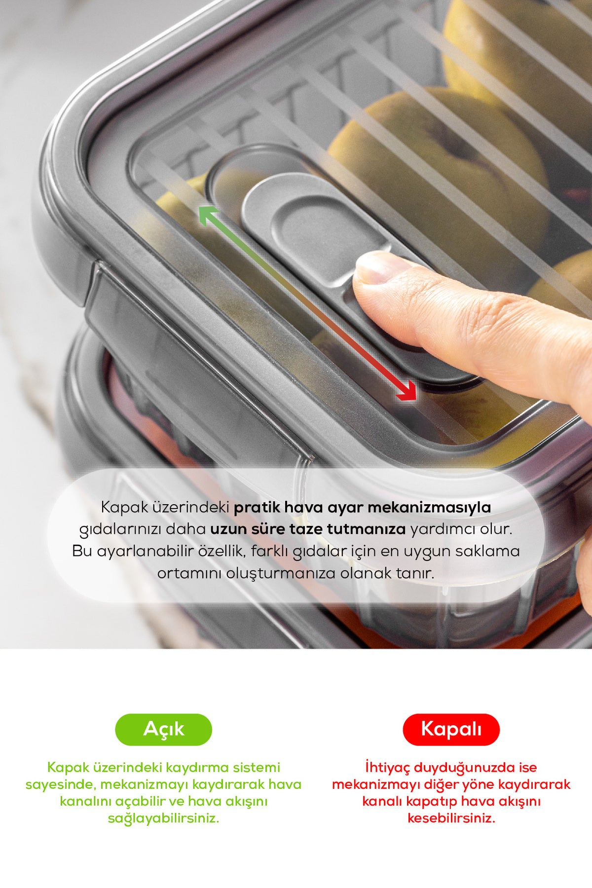 3'lü Kendinden Çizgili Kilitli Kapaklı Saklama Kabı Seti 4 Litre
