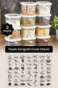 3 Adet Siyah Serigrafi Erzak Etiketi