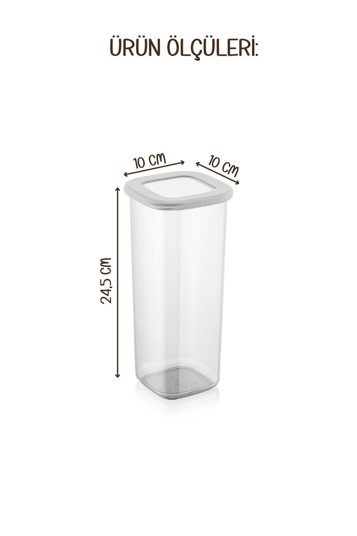Renkli Etiketli Kare Erzak Saklama Kabı 6lı Set 1,75 Litre Beyaz