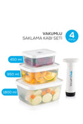 VacuumFresh 4 Parça Vakumlu Gıda Saklama ve Vakum Pompa Seti