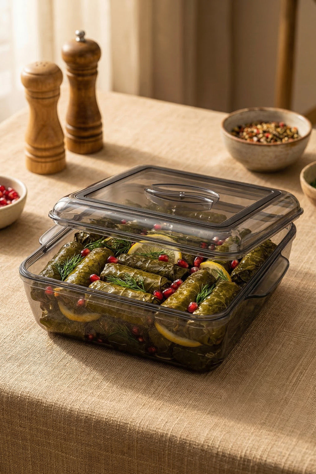 Akrilik Kare Saklama Kabı - Yemek Saklama Kabı 2 Litre