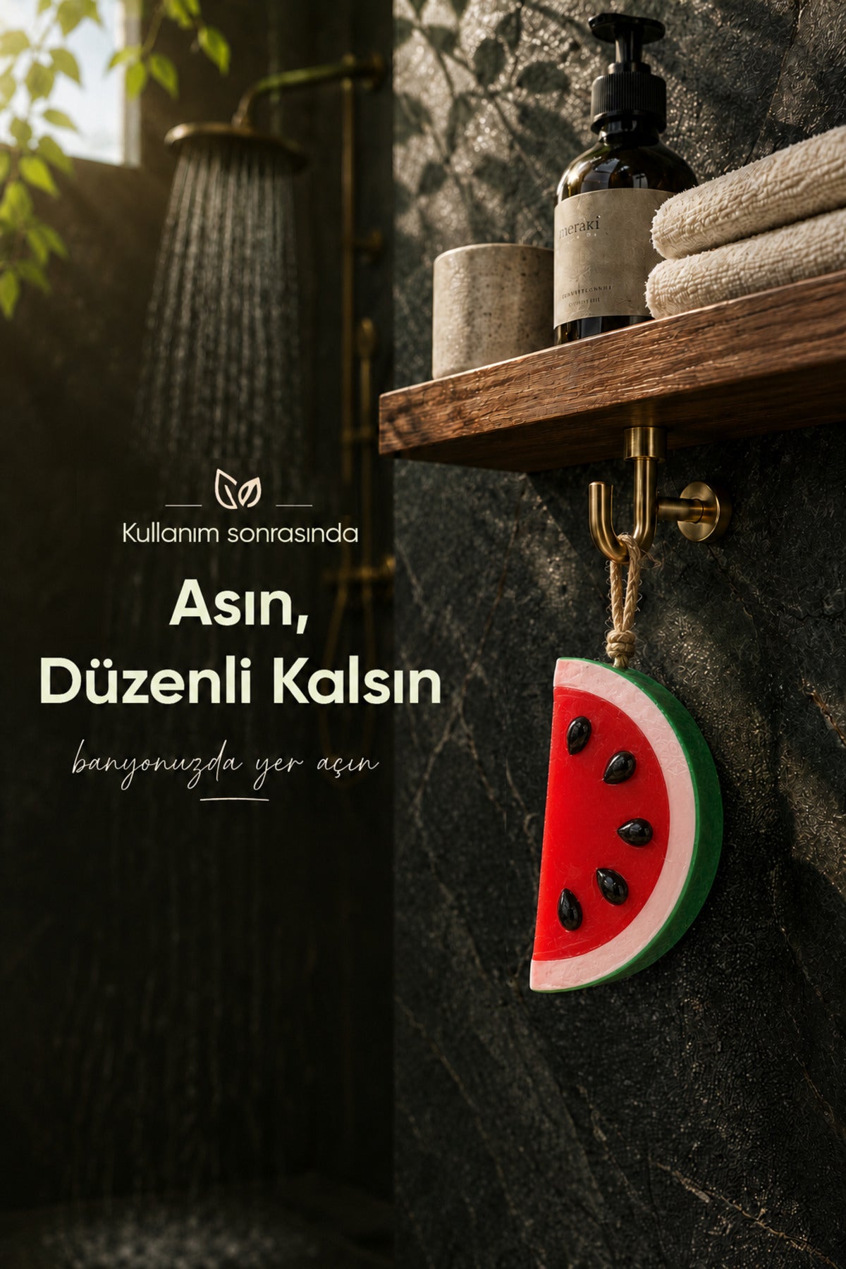 Karpuz Dilimi Şekilli Katı Sabun 10,2x6x2 cm Asılabilir Dekoratif Banyo El Sabunu