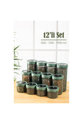 12li Linea Çevir Aç Kapak Kavanoz Saklama Kabı Seti 4x(500 -1100-1700 ml) Yeşil