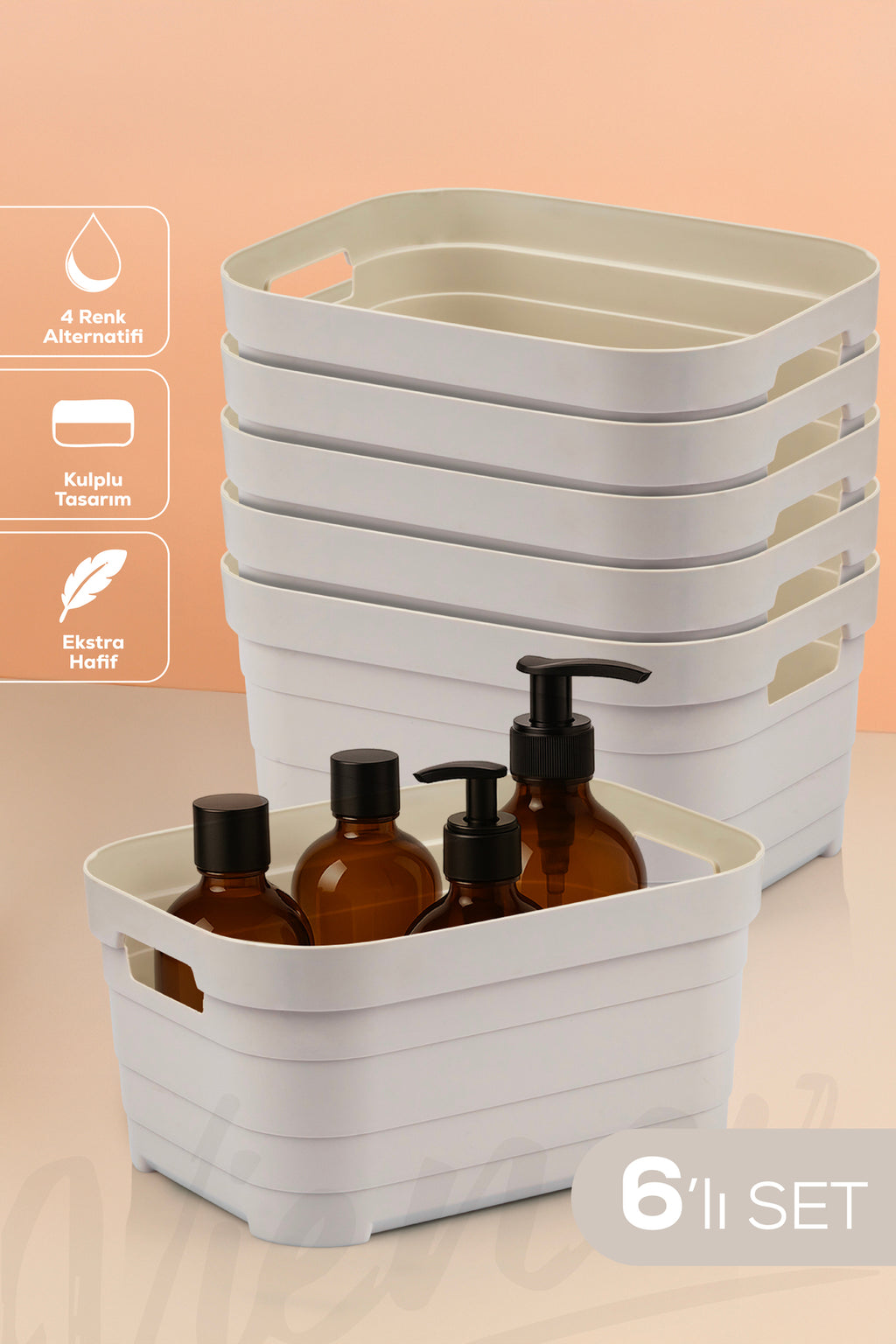 6'lı 3,8 Litre Saklama Kutusu Bej
