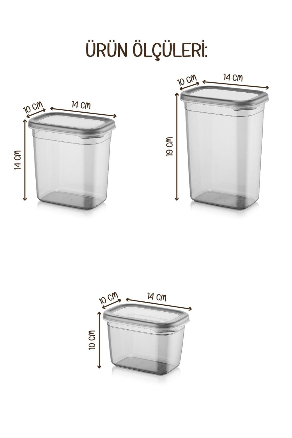 Renkli Etiketli 12li Peggy Dikdörtgen Saklama Kabı Seti 4x(1500-1150-800 Ml) Antrasit
