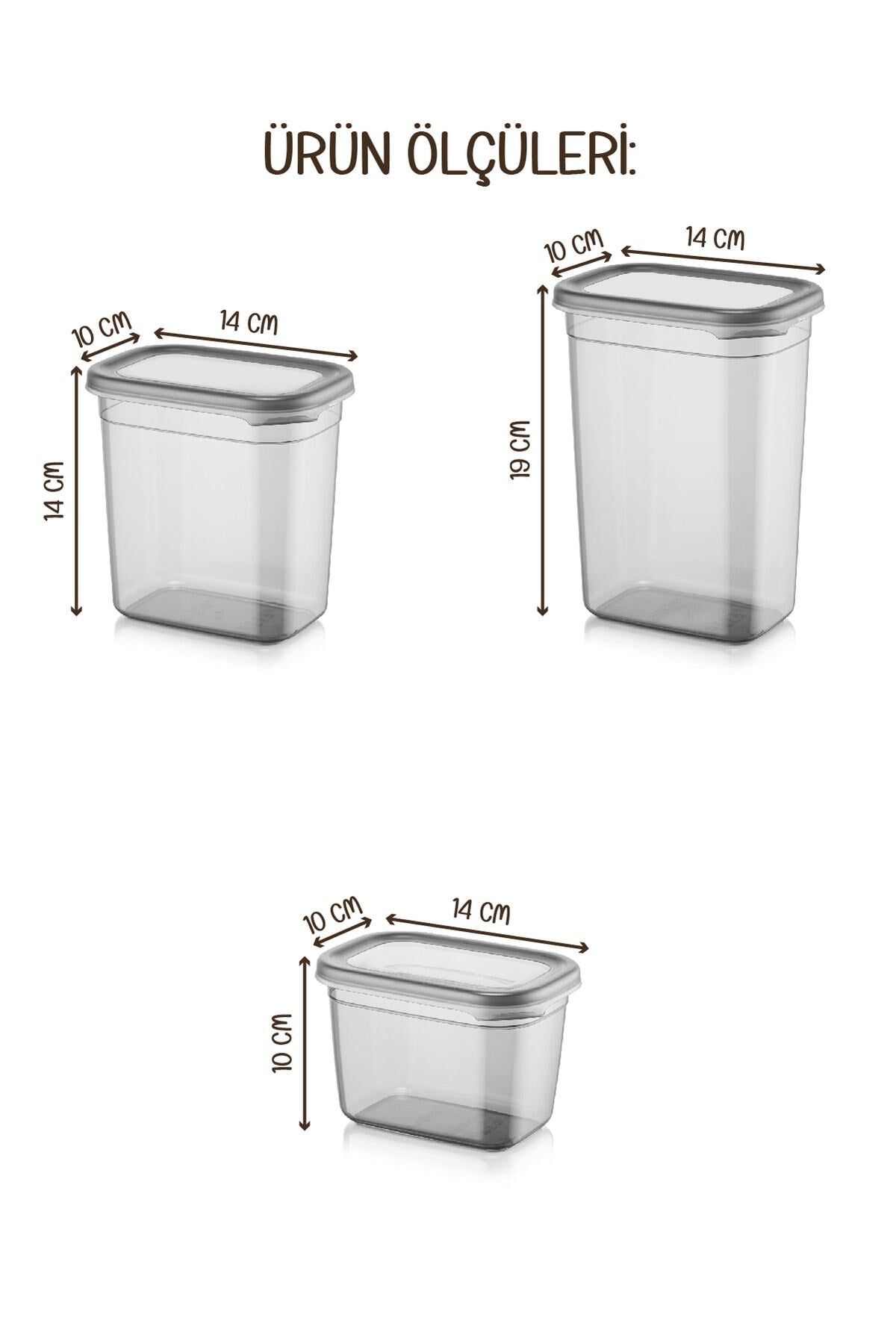 Renkli Etiketli 12li Peggy Dikdörtgen Saklama Kabı Seti 4x(1500-1150-800 Ml) Antrasit