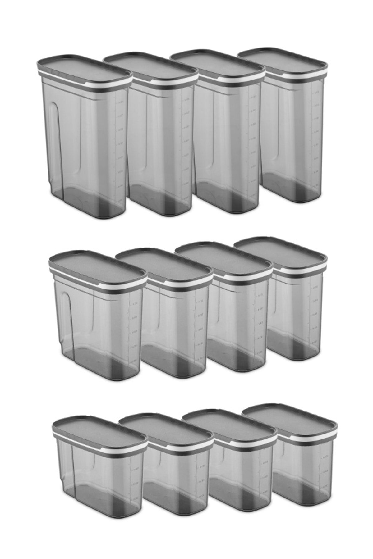 Foly 12li Sürgülü Kapaklı Erzak Kabı 4x(2.7 Litre, 1.8 Litre, 1.25 Litre)