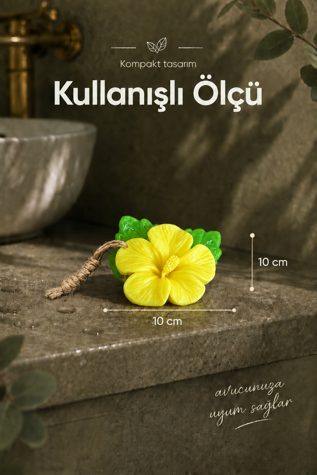 Sarı Çin Gülü Şekilli Katı Sabun 10x10 cm Asılabilir Dekoratif Banyo El Sabunu