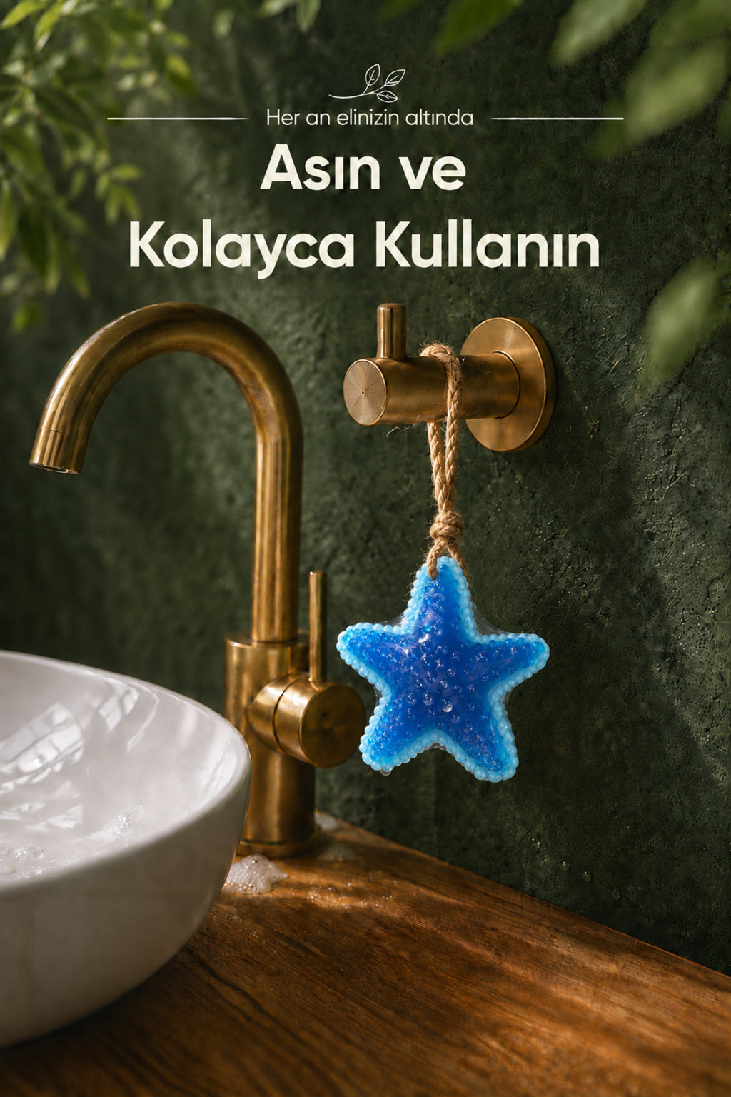 Mavi Deniz Yıldızı Şekilli Katı Sabun 12,5x12,5 cm Asılabilir Dekoratif Banyo El Sabunu
