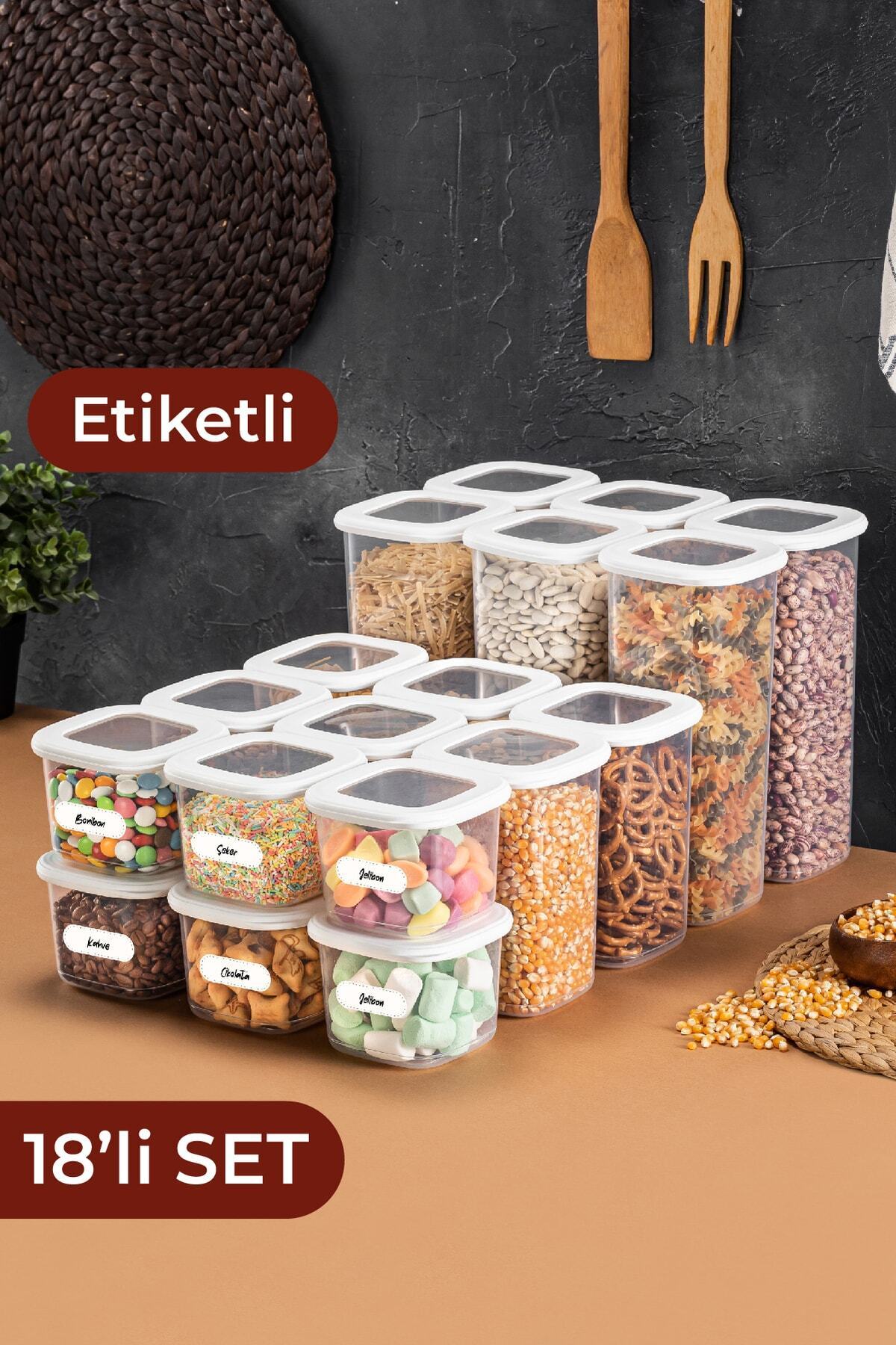 Foly Etiketli Kare Erzak Saklama Kabı 18'li Set 6x(0,55 LİTRE, 1,2 LİTRE, 1,75 LİTRE)