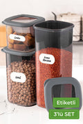 Foly Etiketli Kare Erzak Saklama Kabı 3'lü Set 1x(0,55 LİTRE, 1,2 LİTRE, 1,75 LİTRE)