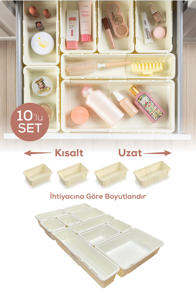 10'lu Ayarlanabilir Çekmece İçi Düzenleyici