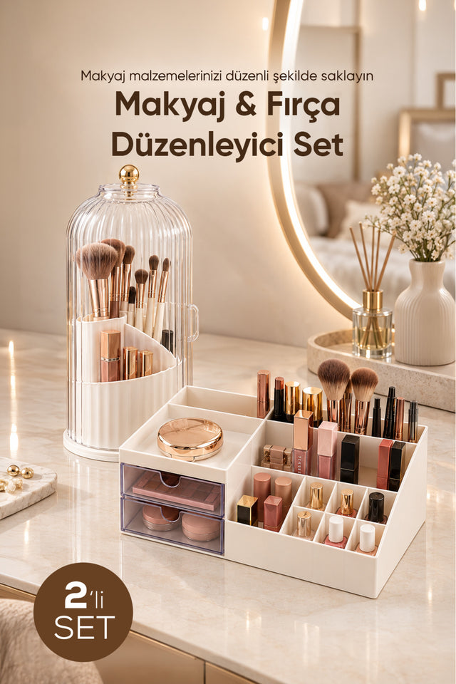 2'li Fanus Kapaklı Makyaj Düzenleyici Seti
