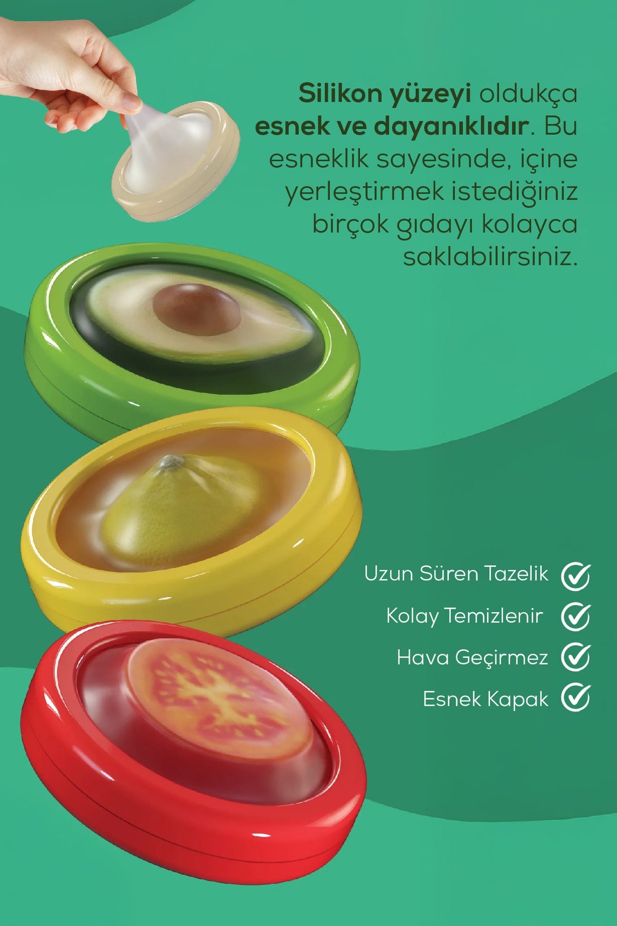 3'lü Buzdolabı Için Yarım Meyve Ve Sebze Koruma Kabı - Limon, Soğan, Domates Saklama Kutusu Kırmızı