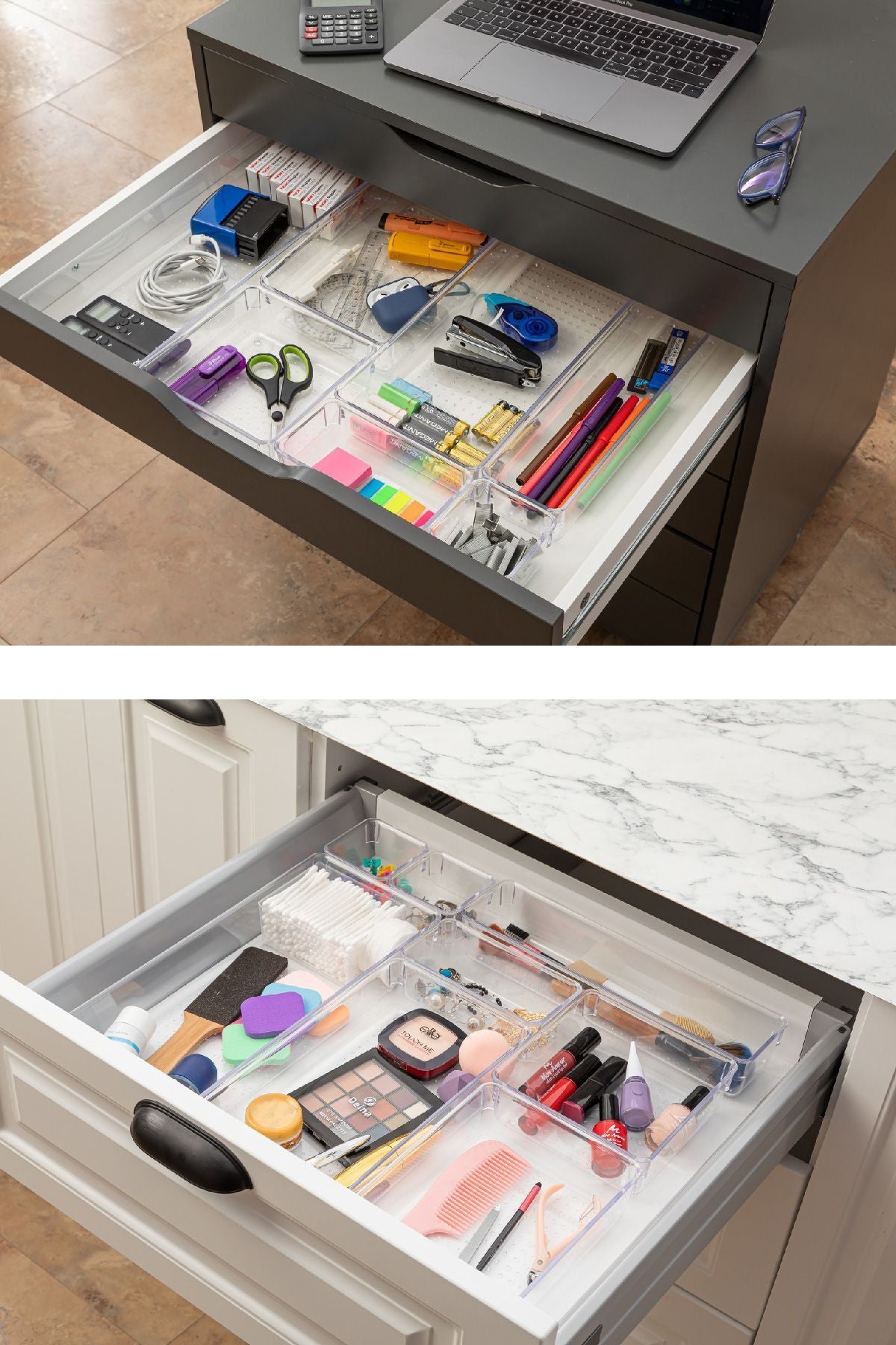 5'li Şeffaf Çekmece Içi Düzenleyici Organizer 1x(O.DKDRTGN) 2x(K.DKDRTGN, K.KARE)