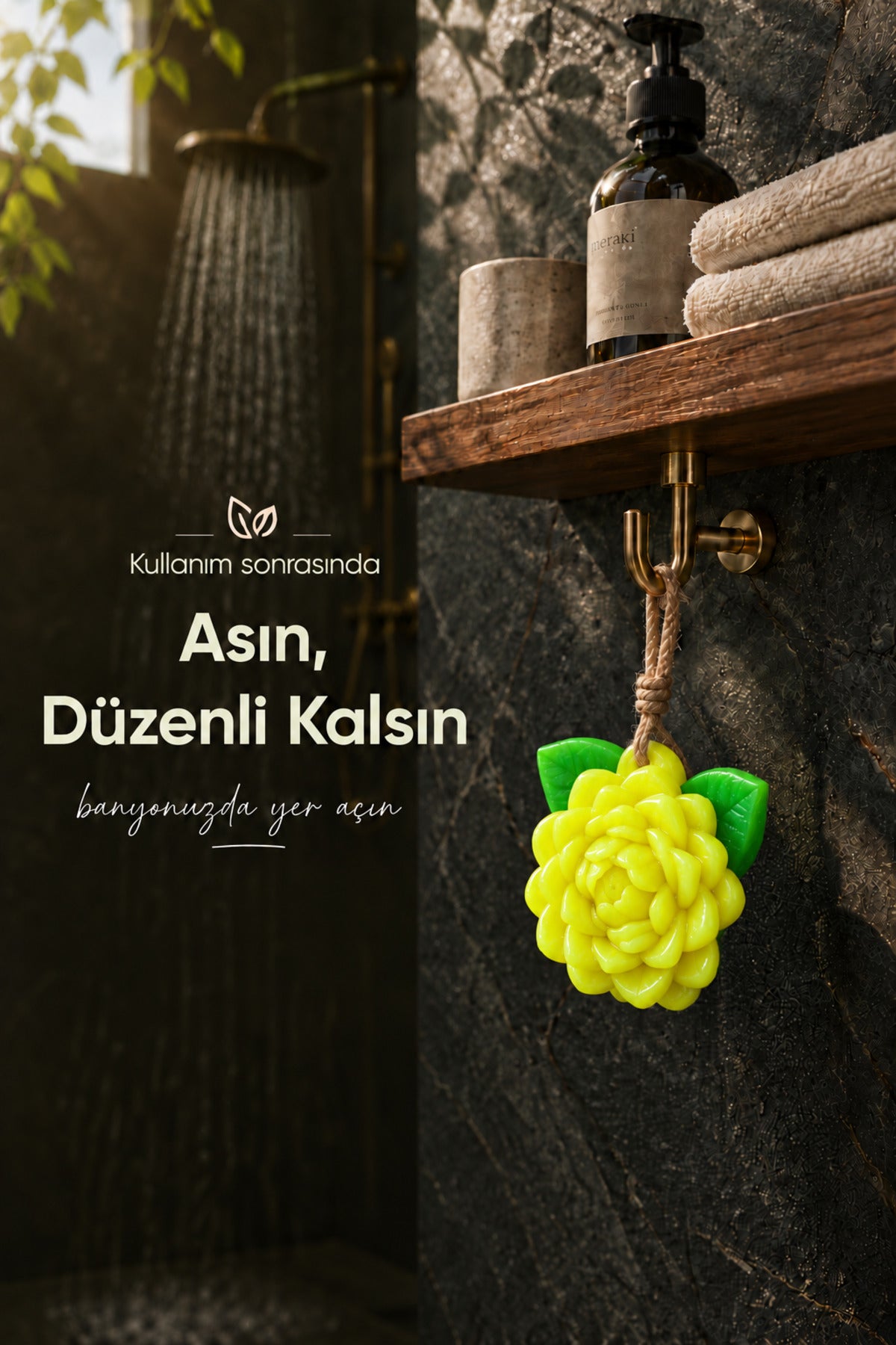Sarı Yasemin Şekilli Katı Sabun 10,5x9,5 cm Asılabilir Dekoratif Banyo El Sabun
