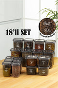 Beyaz Serigrafi Etiketli 18li Peggy Kare Erzak Ve Baharat Full Set 4x(1,75, 1,2, 0,55) 6x(0,45) Ant